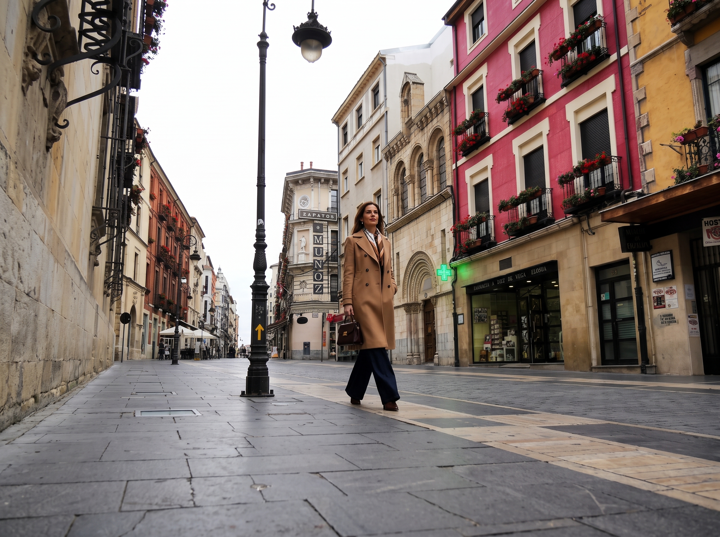 Una buena moza camina por la calle Ancha
