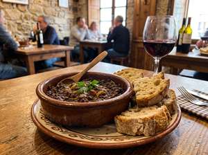 Cazuelita de barro con una ración de morcilla de León